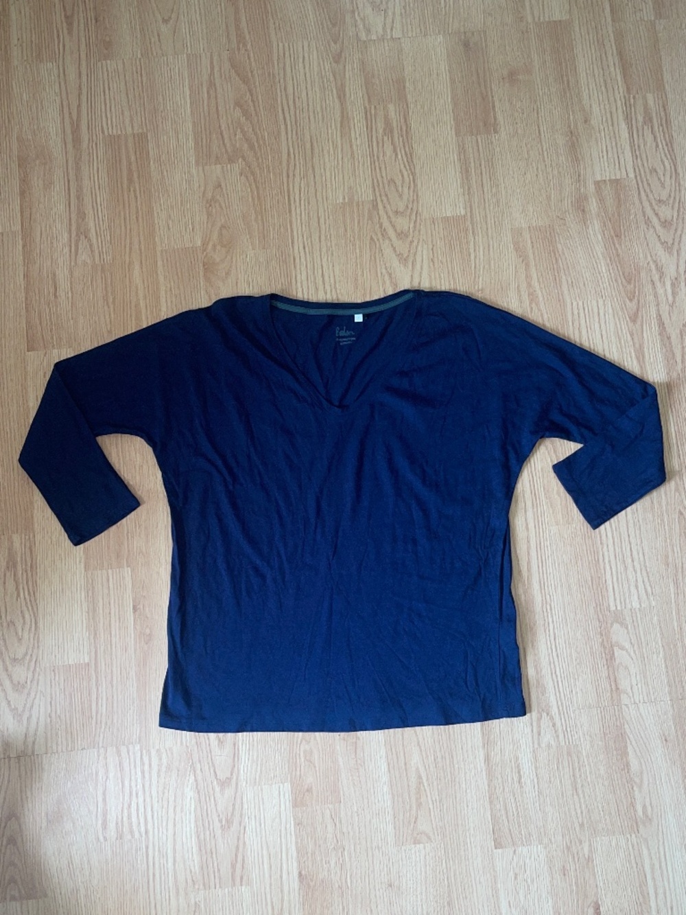 Boden 3 Quarter Sleeve Navy Blue Cotton Blend Tee Size Small